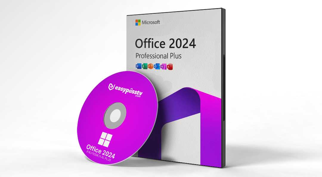 A sleek digital representation of an official Microsoft Office 2024 Pro Plus Activation Key glowing on a slate grey background.