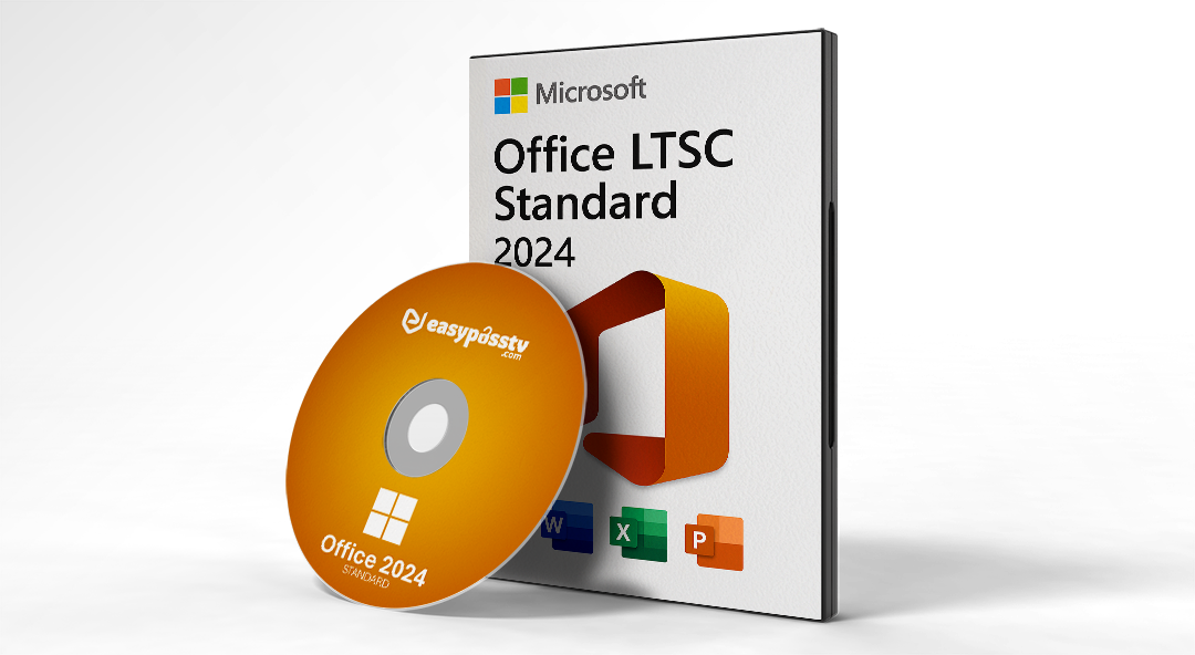 A sleek digital representation of an official Microsoft Office 2024 Standard Activation Key glowing on a slate grey background.